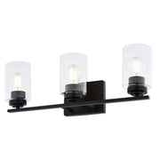Vaxcel Park Ridge 20"W 3 Light Vanity, Matte Black/Clear - W0527