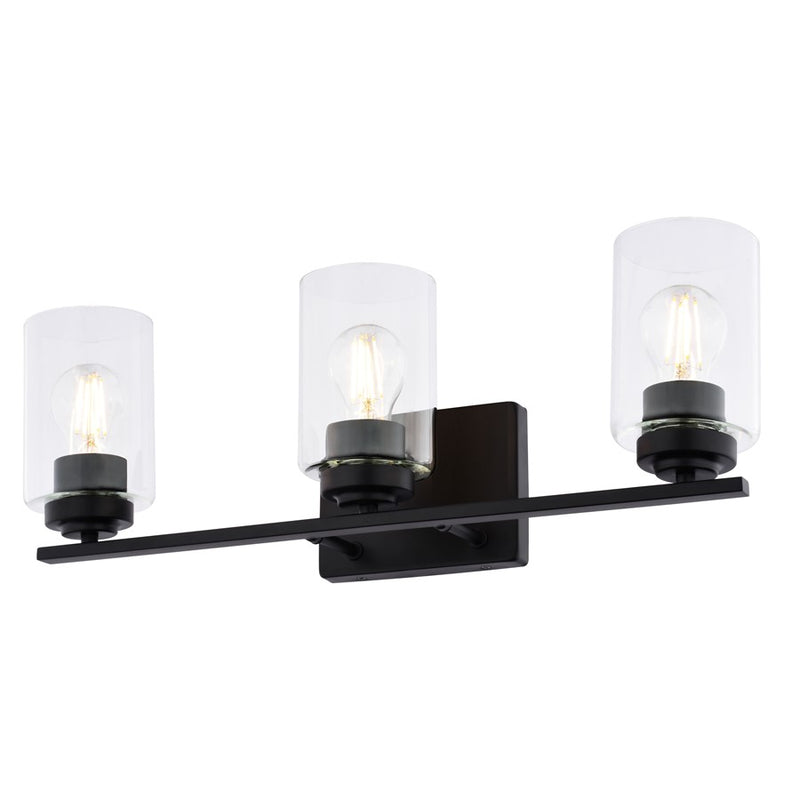 Vaxcel Park Ridge 20"W 3 Light Vanity, Matte Black/Clear - W0527