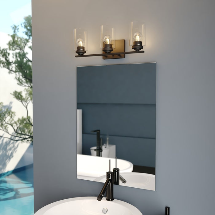 Vaxcel Park Ridge 20"W 3 Light Vanity, Matte Black/Clear