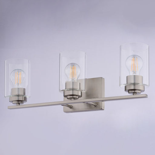 Vaxcel Park Ridge 20"W 3 Light Vanity, Satin Nickel/Clear