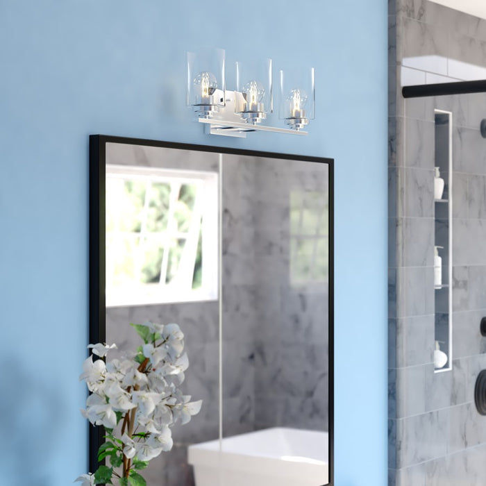 Vaxcel Park Ridge 20"W 3 Light Vanity, Satin Nickel/Clear