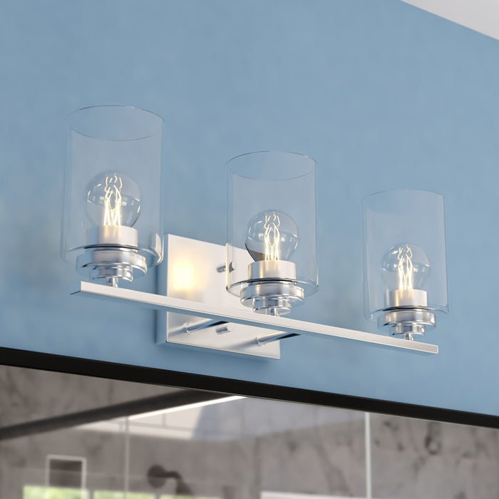 Vaxcel Park Ridge 20"W 3 Light Vanity, Satin Nickel/Clear