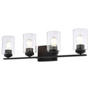 Vaxcel Park Ridge 27.5"W 4 Light Vanity, Matte Black/Clear - W0529