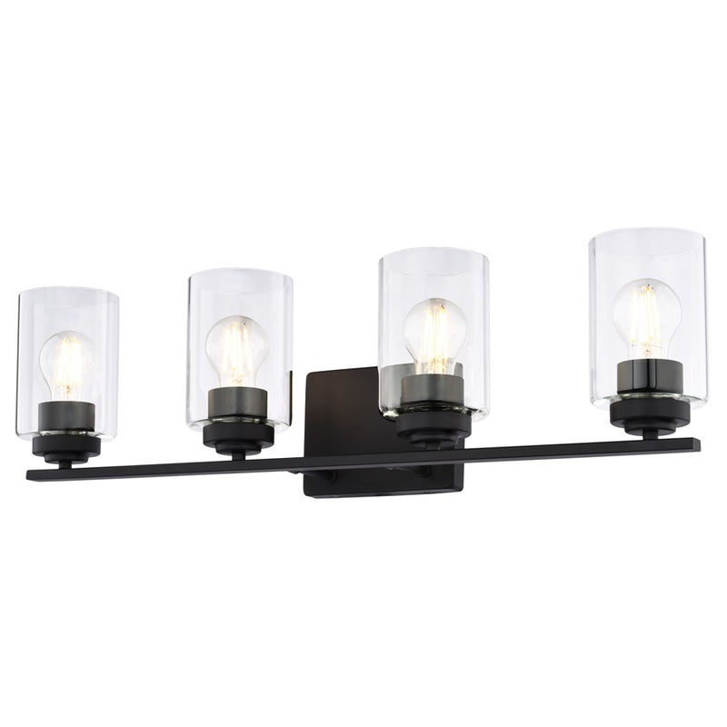 Vaxcel Park Ridge 27.5"W 4 Light Vanity, Matte Black/Clear - W0529