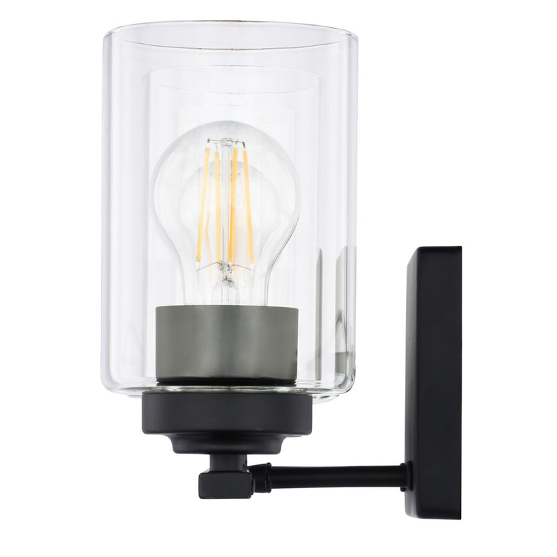 Vaxcel Park Ridge 27.5"W 4 Light Vanity, Matte Black/Clear