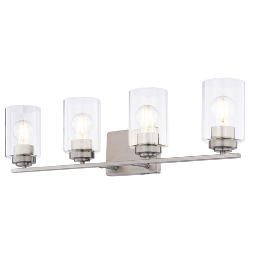 Vaxcel Park Ridge 27.5"W 4 Light Vanity, Satin Nickel/Clear - W0530