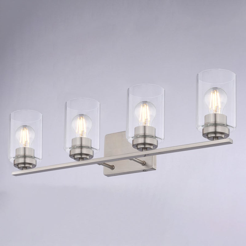 Vaxcel Park Ridge 27.5"W 4 Light Vanity, Satin Nickel/Clear