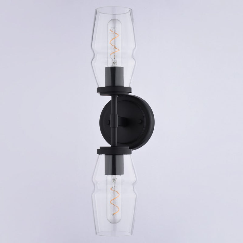 Vaxcel Warren 18.5" 2 Light Wall Light, Matte Black/Clear
