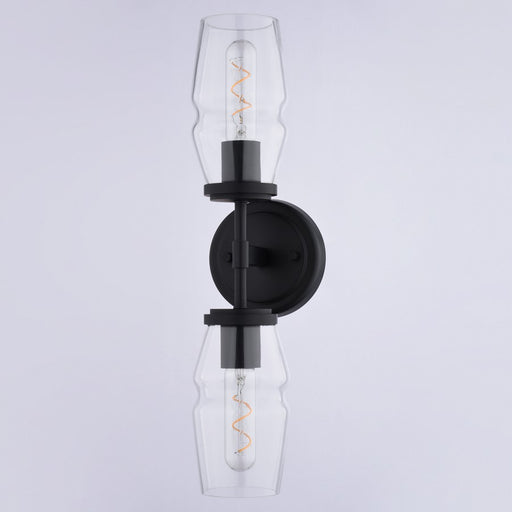 Vaxcel Warren 18.5" 2 Light Wall Light, Matte Black/Clear