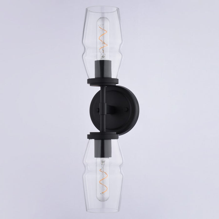 Vaxcel Warren 18.5" 2 Light Wall Light, Matte Black/Clear