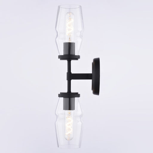 Vaxcel Warren 18.5" 2 Light Wall Light, Matte Black/Clear