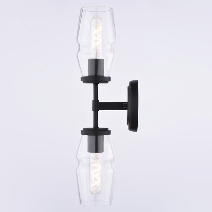 Vaxcel Warren 18.5" 2 Light Wall Light, Matte Black/Clear
