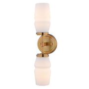 Vaxcel Warren 18.5" 2 Light Wall Light, Brushed Brass/White - W0532