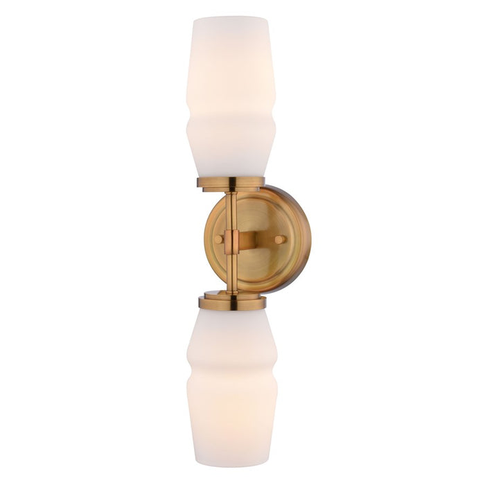 Vaxcel Warren 18.5" 2 Light Wall Light, Brushed Brass/White - W0532