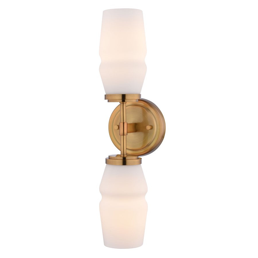 Vaxcel Warren 18.5" 2 Light Wall Light, Brushed Brass/White - W0532