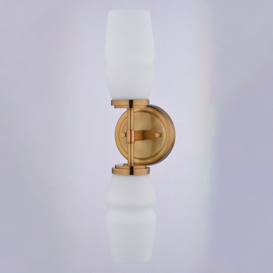 Vaxcel Warren 18.5" 2 Light Wall Light, Brushed Brass/White