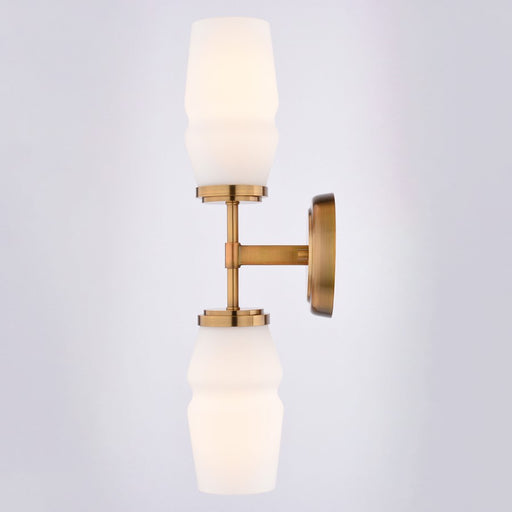 Vaxcel Warren 18.5" 2 Light Wall Light, Brushed Brass/White