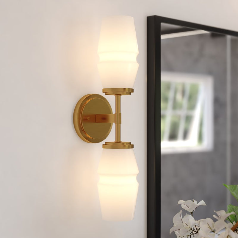 Vaxcel Warren 18.5" 2 Light Wall Light, Brushed Brass/White