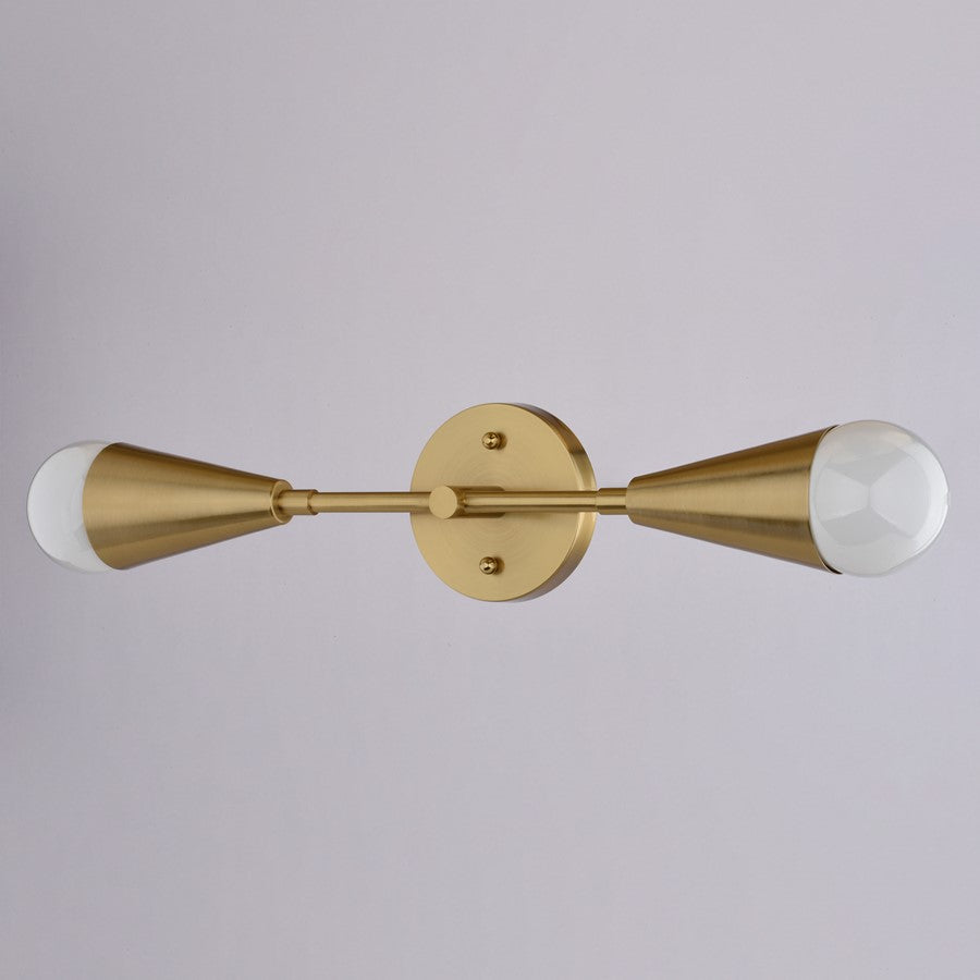 Vaxcel Zurich 18" 2 Light Wall Light, Muted Brass/Gold