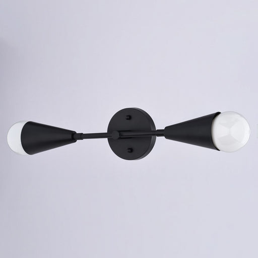 Vaxcel Zurich 18" 2 Light Wall Light, Matte Black/Black