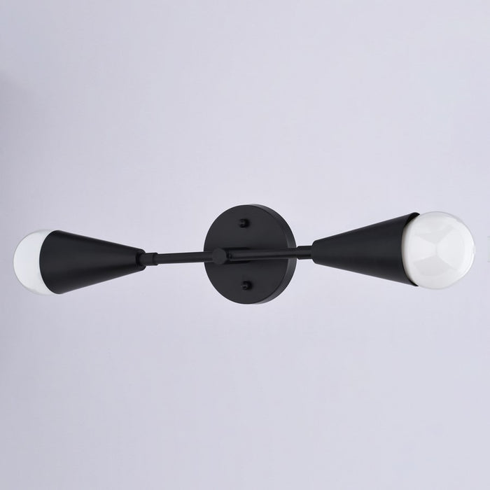 Vaxcel Zurich 18" 2 Light Wall Light, Matte Black/Black