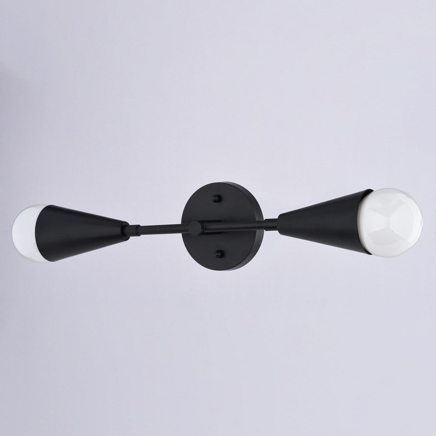 Vaxcel Zurich 18" 2 Light Wall Light, Matte Black/Black