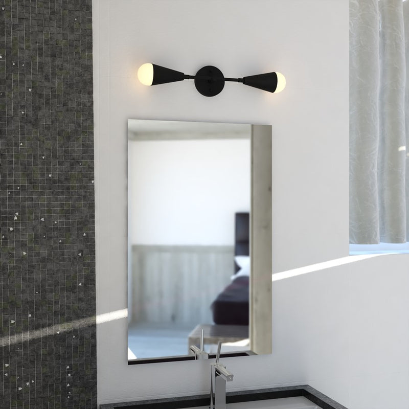 Vaxcel Zurich 18" 2 Light Wall Light, Matte Black/Black