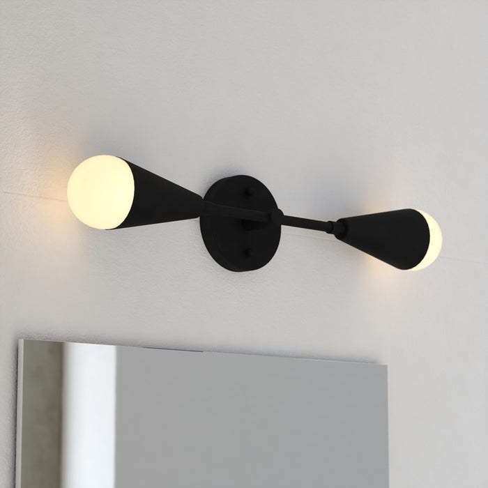 Vaxcel Zurich 18" 2 Light Wall Light, Matte Black/Black