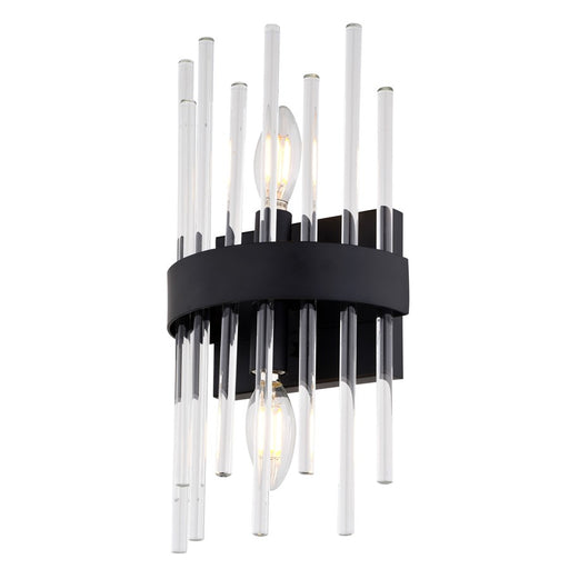 Vaxcel Delevan 14-in H 2 Light Wall Light, Matte Black/Clear - W0537