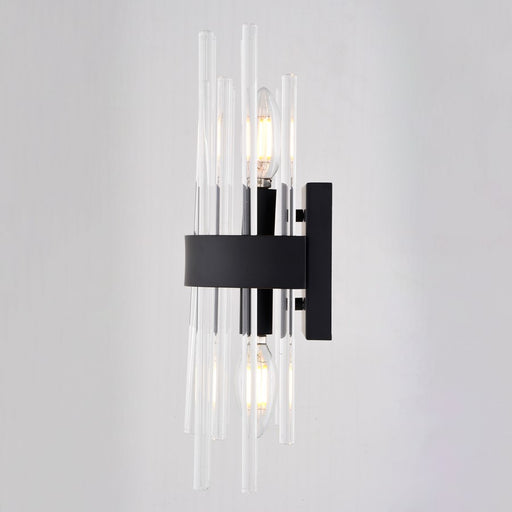 Vaxcel Delevan 14-in H 2 Light Wall Light, Matte Black/Clear
