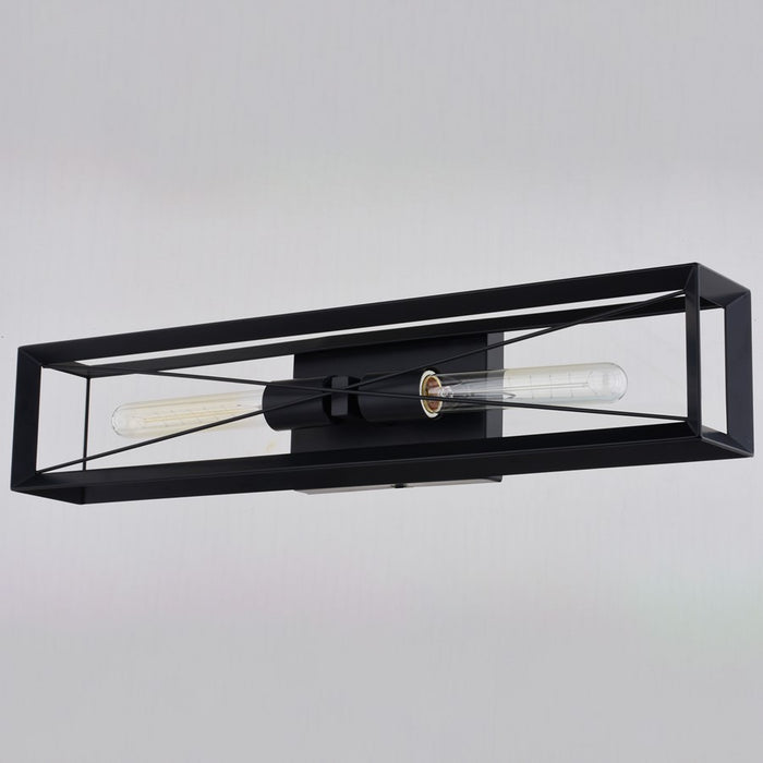 Vaxcel Milton 24"W 2 Light Wall Light, Matte Black/Black