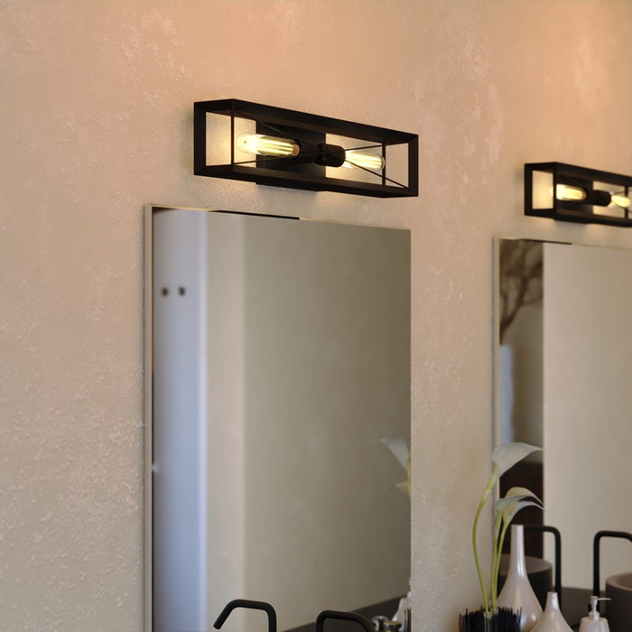 Vaxcel Milton 24"W 2 Light Wall Light, Matte Black/Black