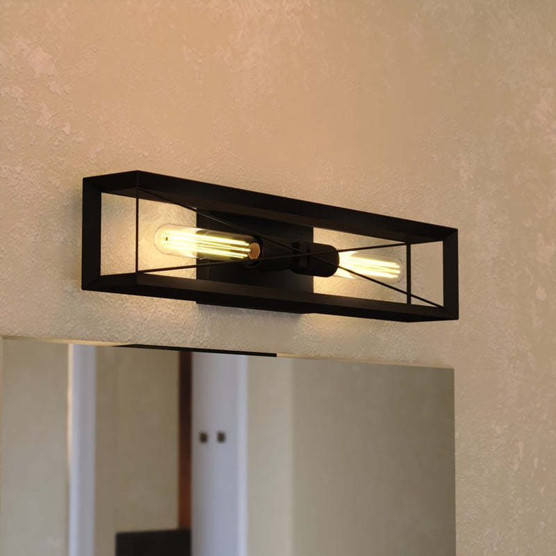 Vaxcel Milton 24"W 2 Light Wall Light, Matte Black/Black
