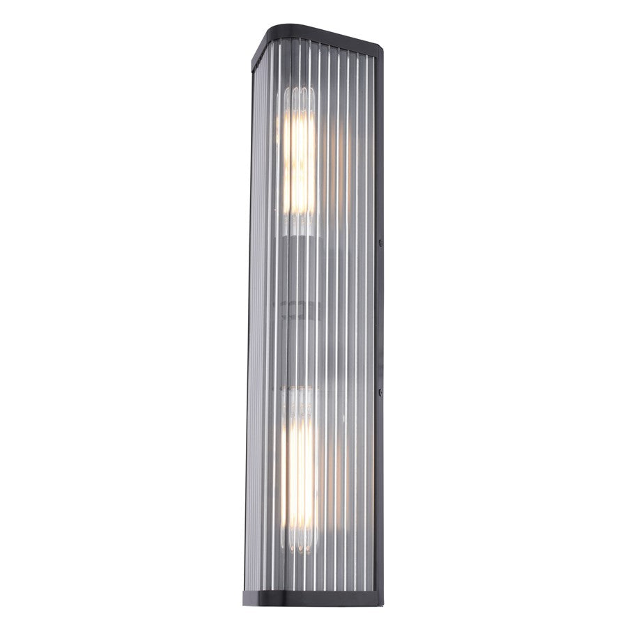 Vaxcel Barbier 22" H 2 Light Wall Light, Matte Black/Clear - W0539
