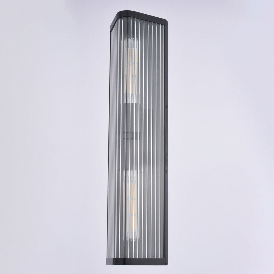 Vaxcel Barbier 22" H 2 Light Wall Light, Matte Black/Clear