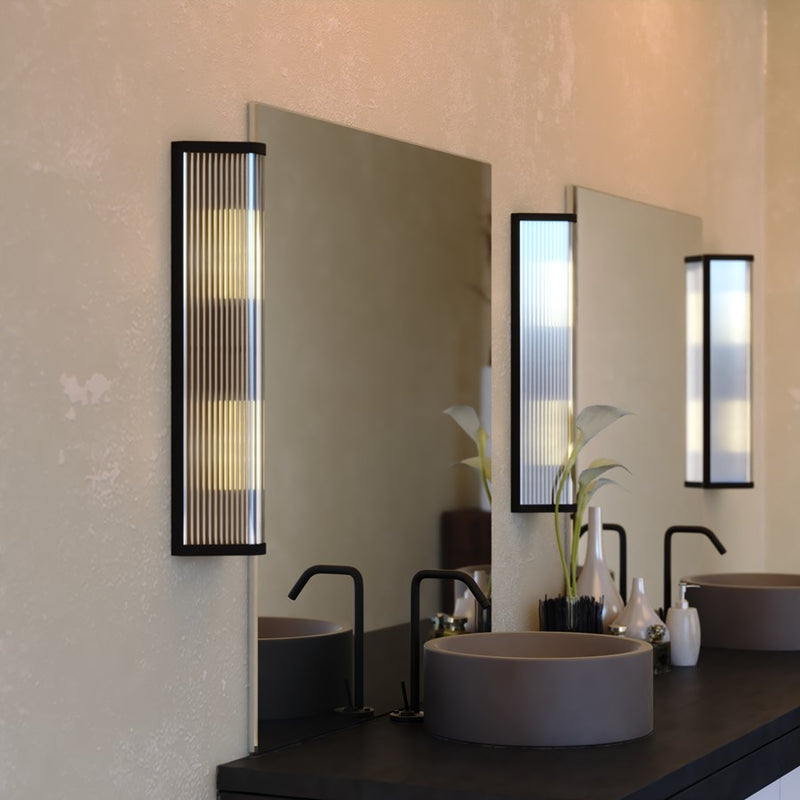 Vaxcel Barbier 22" H 2 Light Wall Light, Matte Black/Clear