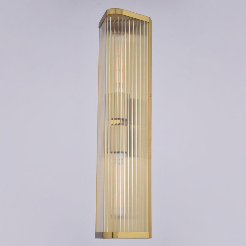 Vaxcel Barbier 22" H 2 Light Wall Light, Antique Gold/Clear