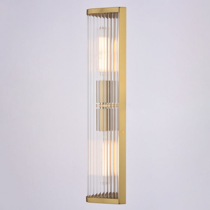 Vaxcel Barbier 22" H 2 Light Wall Light, Antique Gold/Clear