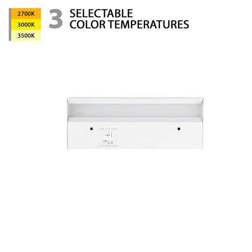 WAC 1Lt LED 8" Bar/3-CCT Selectable/Rocker Switch, White/White - BA-AC08-CS-WT