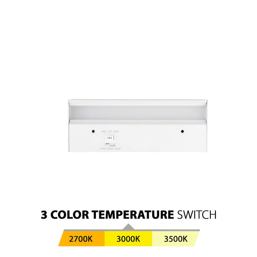 WAC 1Lt LED 8" Bar/3-CCT Selectable/Rocker Switch, White/White