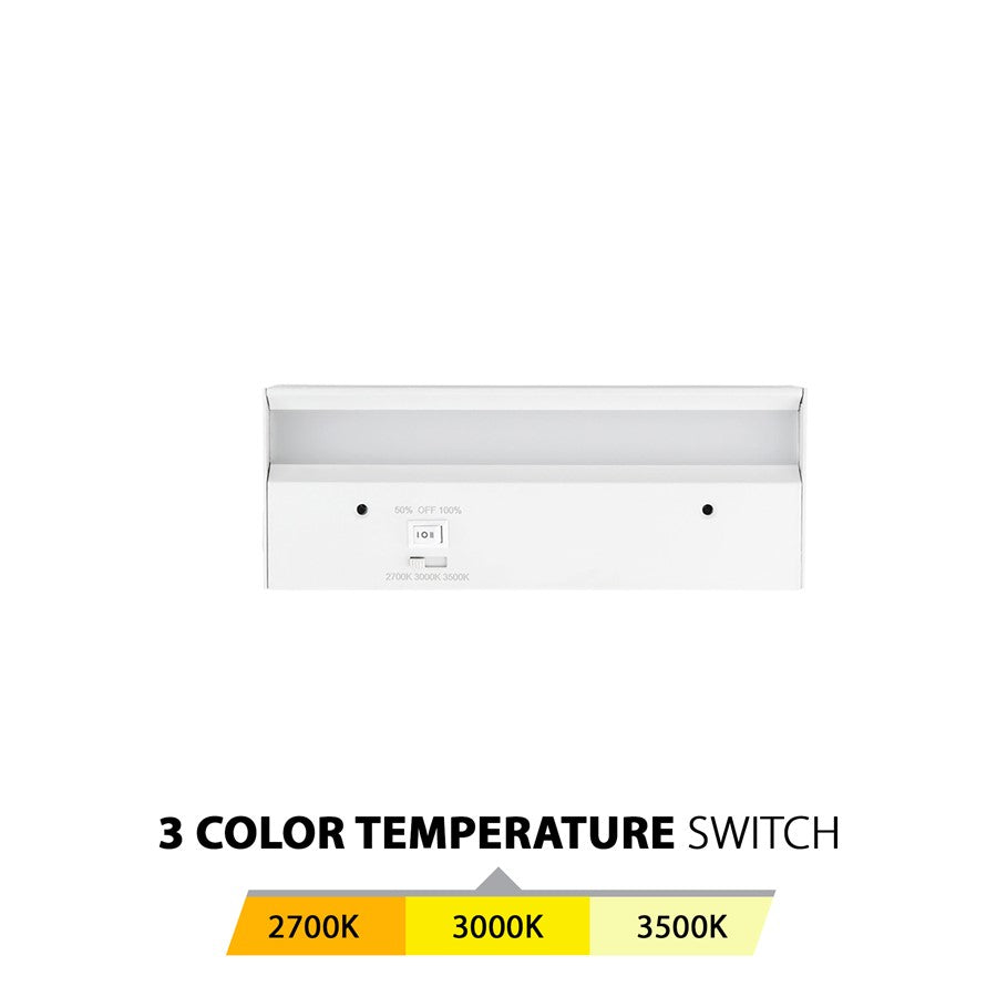 WAC 1Lt LED 8" Bar/3-CCT Selectable/Rocker Switch, White/White