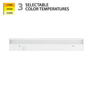 WAC 1Lt LED 18" Bar/3-CCT Selectable/Rocker Switch, White/White - BA-AC18-CS-WT