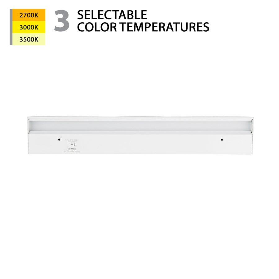WAC 1Lt LED 18" Bar/3-CCT Selectable/Rocker Switch, White/White - BA-AC18-CS-WT