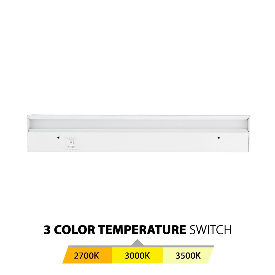 WAC 1Lt LED 18" Bar/3-CCT Selectable/Rocker Switch, White/White