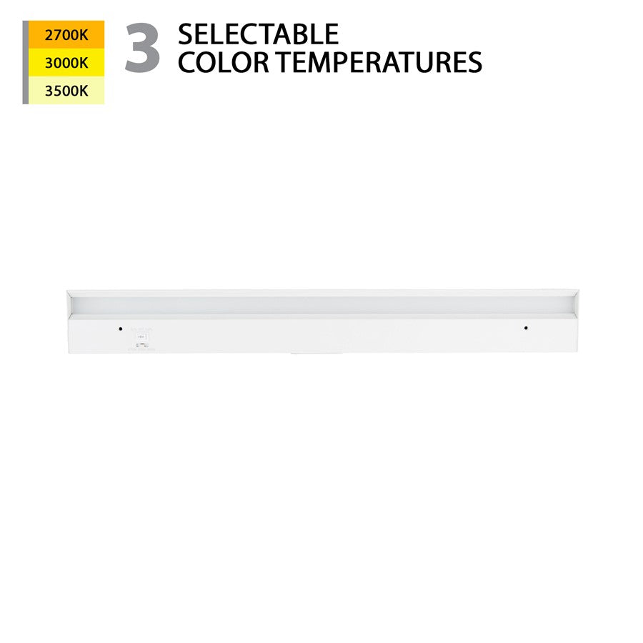 WAC 1Lt LED 24" Bar/3-CCT Selectable/Rocker Switch, White/White - BA-AC24-CS-WT