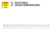 WAC 1Lt LED 30" Bar/3-CCT Selectable/Rocker Switch, White/White - BA-AC30-CS-WT