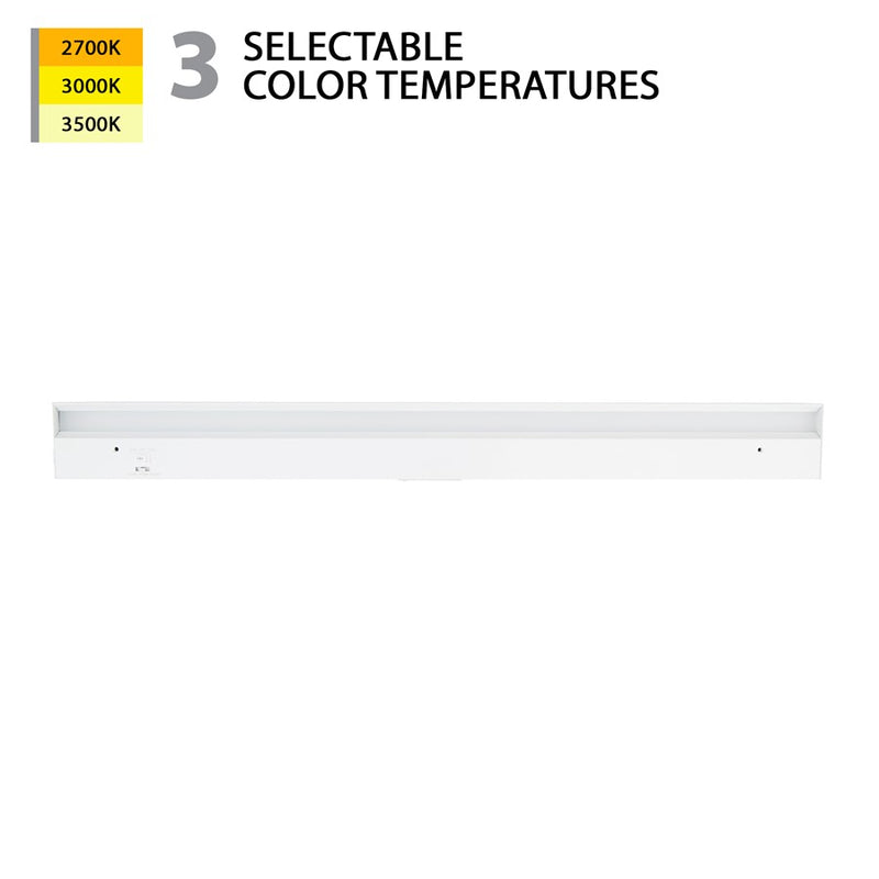 WAC 1Lt LED 30" Bar/3-CCT Selectable/Rocker Switch, White/White - BA-AC30-CS-WT