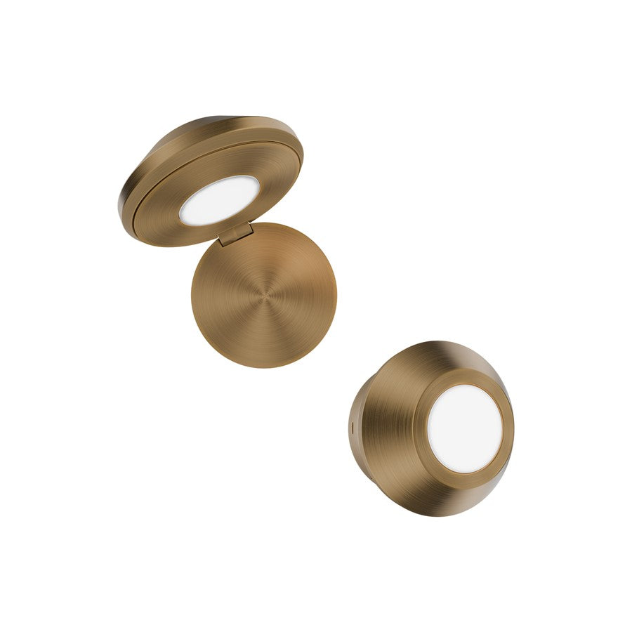 dweLED Flipside 1 Light Reading Light, Aged Brass/White - BL-13505-AB