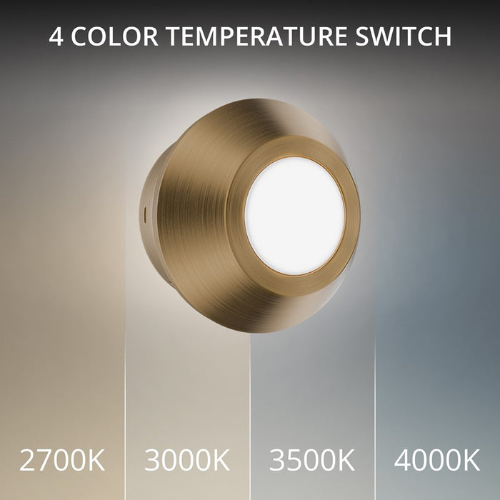 dweLED Mantel 1 Light Reading Light, Aged Brass/White