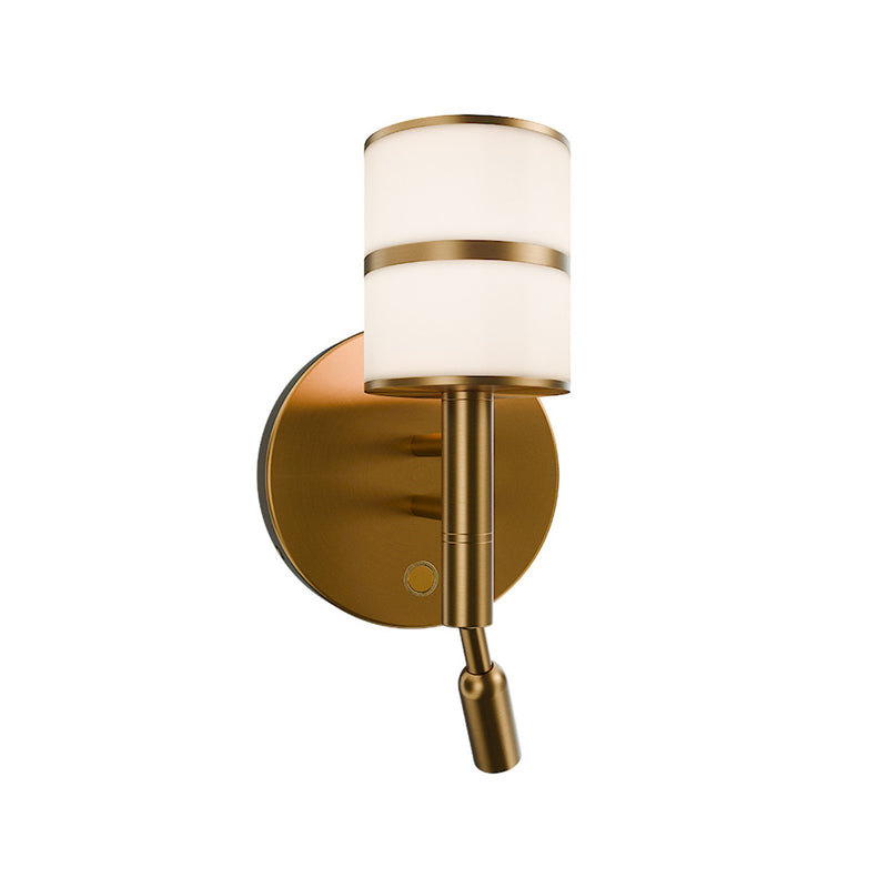 WAC Lighting Veer 1-Light Reading Light | Modern Aged Brass Aluminum and White Opaque Acrylic | Bedroom & Office Wall Light | 2.5 x | Model BL117609-AB